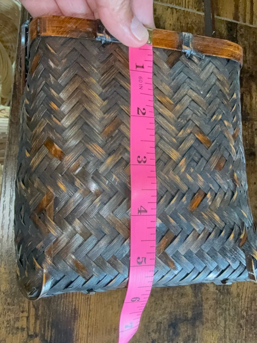 Source Unknown Brown Woven Handled Basket